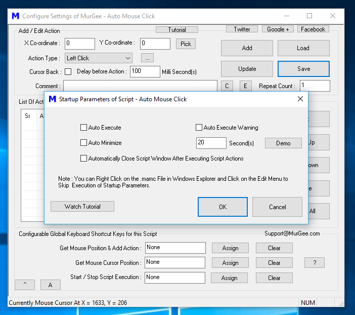 Configure Startup Parameters of a Macro Script