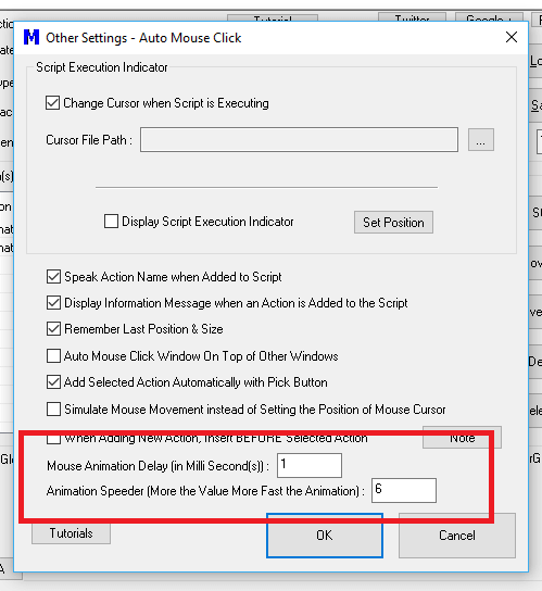 Control Mouse Animation Speed and Time Delay from Other Settings