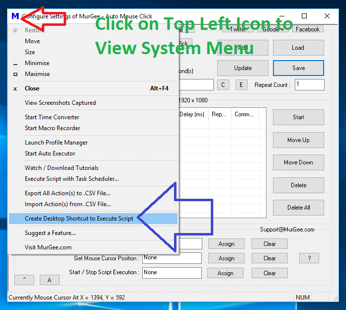 Create Desktop Shortcut to Execute Macro Script