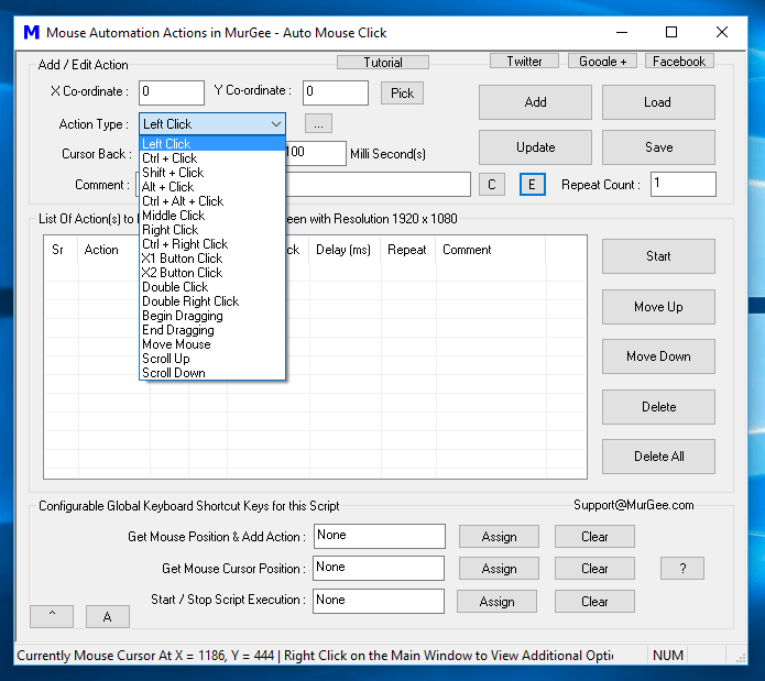 Mouse Automation Actions with Mouse and Keyboard Input