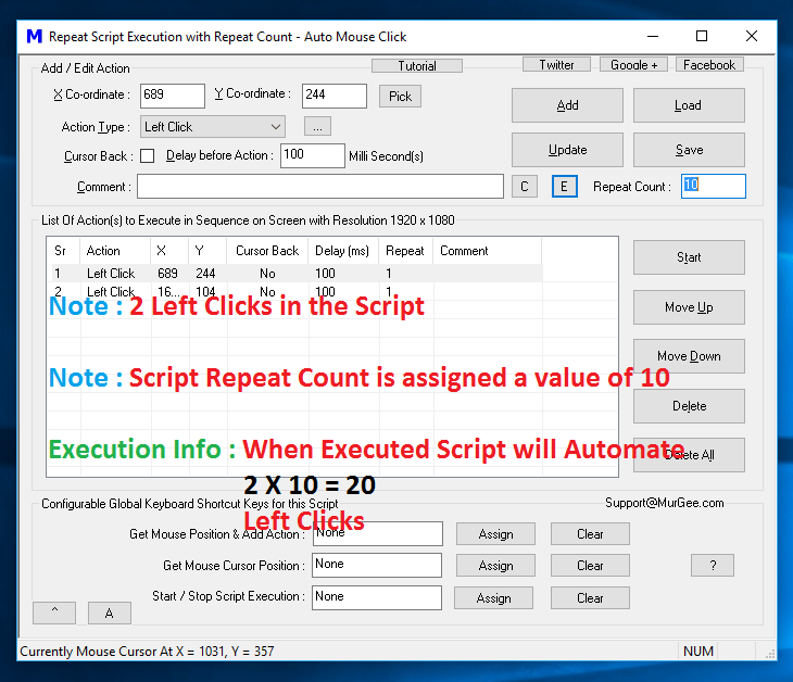 Repeat Count assigned a value of 10 to Repeat Whole Script Execution 10 times