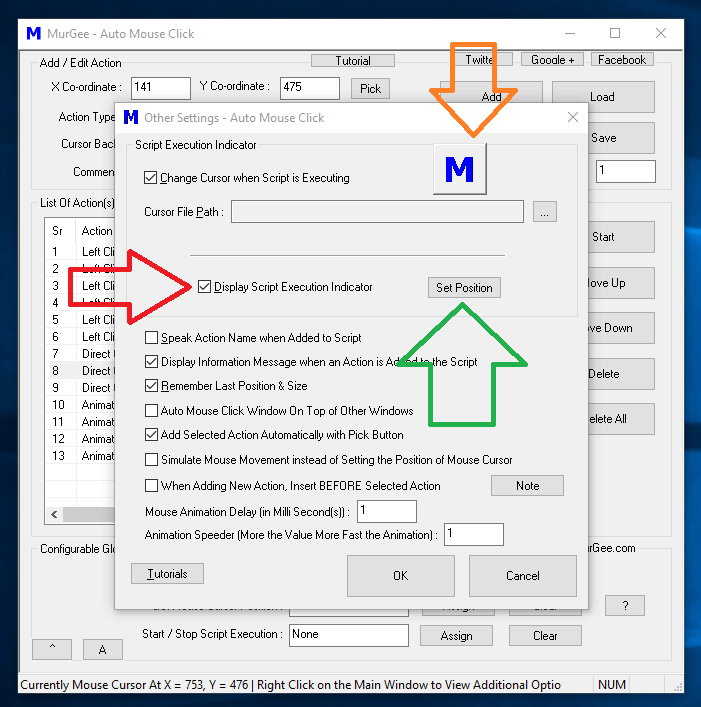 Script Execution Indicator from Other Settings