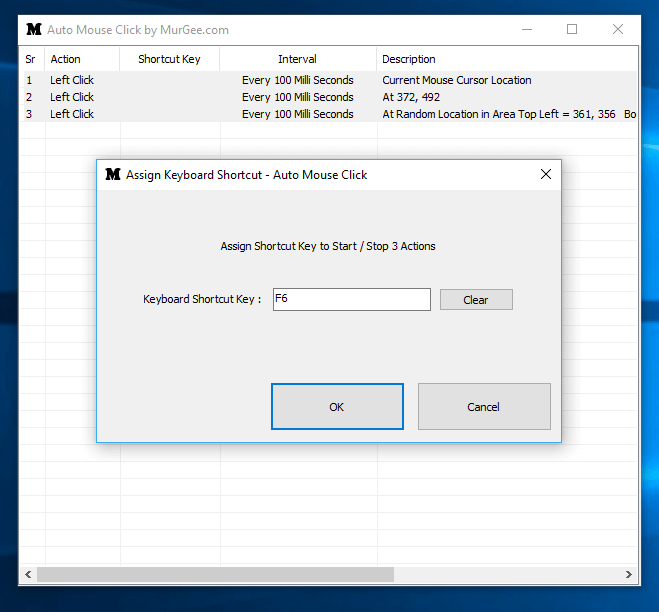 Single Keyboard Shortcut being assigned to execute Multiple Mouse Clickers