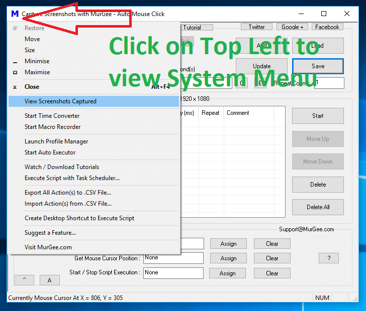 View Screenshots Captured by a Macro Script from System Menu