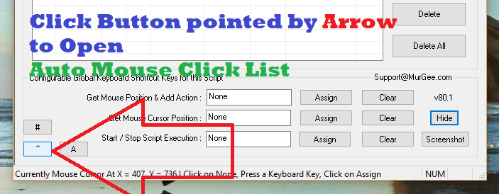 Button to Open Auto Mouse Click List Application