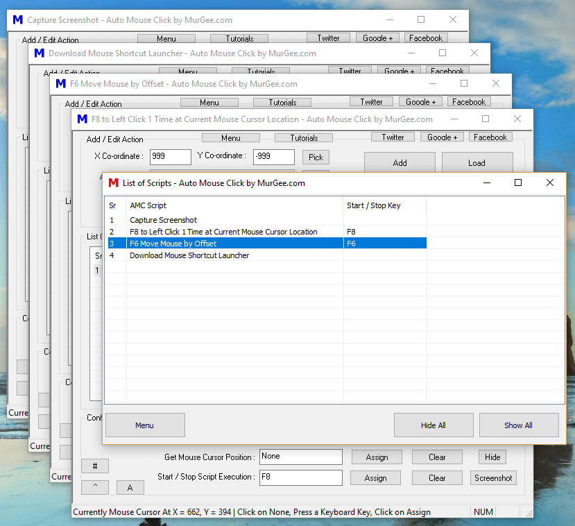 MurGee Auto Mouse Click Sample Scripts